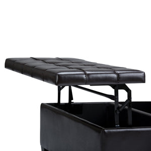 English Elm Harrison Coffee Table Storage Ottoman - Tanners Brown Vegan Leather With Versatile Functionality B136P159137