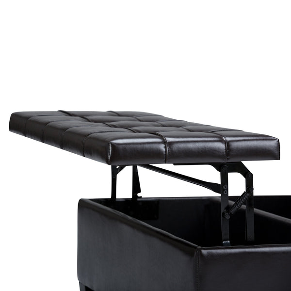 English Elm Harrison Coffee Table Storage Ottoman - Tanners Brown Vegan Leather With Versatile Functionality B136P159137