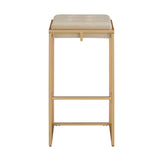 Homelegance By Top-Line Piper Gold Finish Velvet Button Tufted 29" Bar Height Stools (Set of 2) Beige Engineered Wood