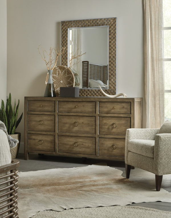 Hooker Furniture Sundance Layered Cork Floor Mirror With Beveled Glass, Silver Trim And Distressed Handcrafted Charm 6015-90004-89
