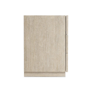 Bernhardt Bernhardt Hansby Nightstand With Hammered Aluminum Fronts, Trevin White Oak, 3 Drawers & Usb Charging 338232