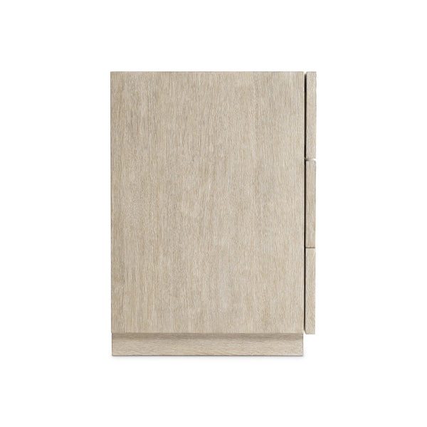 Bernhardt Bernhardt Hansby Nightstand With Hammered Aluminum Fronts, Trevin White Oak, 3 Drawers & Usb Charging 338232