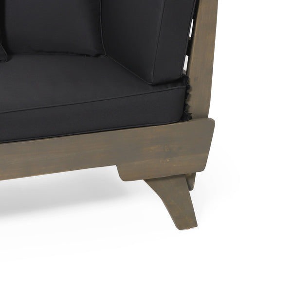 English Elm Christopher Knight Home® - OTTAVIO Acacia Outdoor Sofa Daybed Convertible Expandable with Water-Resistant Cushions, Grey Patio Luxury 63454.00BLK