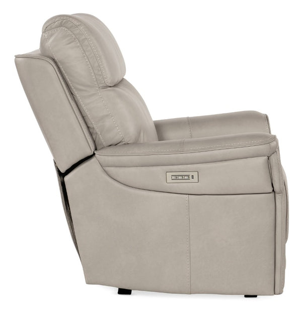 Hooker Furniture Lyra Zero Gravity Recliner With Power Headrest, Lumbar Support, Usb Port And Cupholder In Leather Light Gray SS608-PHZL1-091