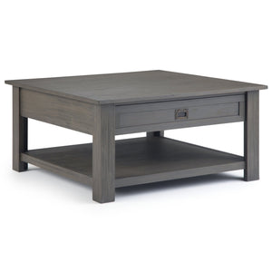 English Elm Monroe Square Coffee Table - Rustic Acacia With Storage, Farmhouse Grey Finish For Modern Living Spaces B136P158951