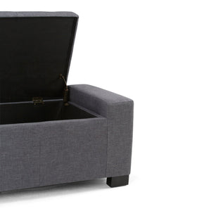 English Elm Laredo Large Storage Ottoman – Stylish Slate Grey Bench With Ample Storage & Comfortable Seating B136P159046