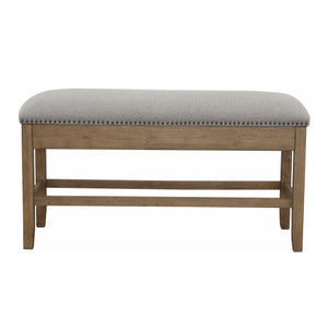 English Elm Steve Silver - Grayson Lift-Top Counter Storage Bench with Nailhead Trim, Dark Brown Wood, 24" Seat Height, Durable Upholstery B081P157491