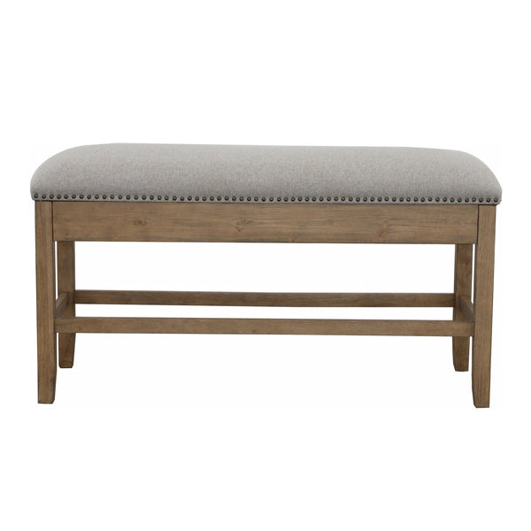 English Elm Steve Silver - Grayson Lift-Top Counter Storage Bench with Nailhead Trim, Dark Brown Wood, 24" Seat Height, Durable Upholstery B081P157491
