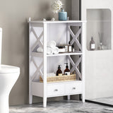 Christopher Knight Home® Bathroom Storage Rack with Drawers: Modern Cross-Frame Design, Faux Wood, Assembly Required