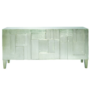 Bernhardt Bernhardt German Silver Carleton Console — 72"W Modern Entertainment Cabinet With Storage & Cable Management 369870