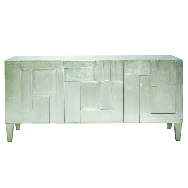 Bernhardt Bernhardt German Silver Carleton Console — 72"W Modern Entertainment Cabinet With Storage & Cable Management 369870