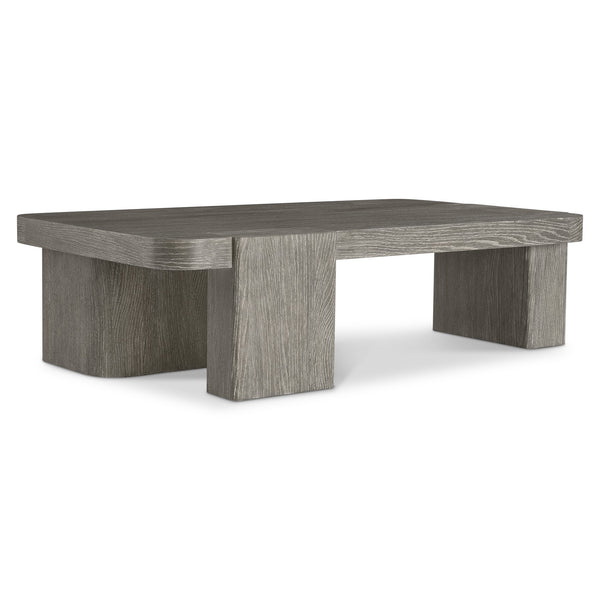 Bernhardt Bernhardt Monolith Open Base Cocktail Table — Wire-Brushed White Oak Puma Finish, Asymmetrical Sculptural Design 343013