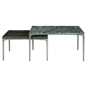 Bernhardt Bernhardt Black Forest Marble Cocktail Table With Textured Graphite Cast Aluminum Base, 36" Square 382030