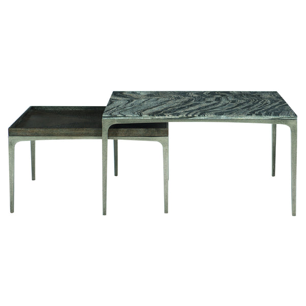 Bernhardt Bernhardt Black Forest Marble Cocktail Table With Textured Graphite Cast Aluminum Base, 36" Square 382030