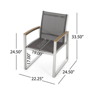 English Elm Christopher Knight Home® - Glasgow Coastal Dining Set - Stylish, Durable Outdoor Furniture With Low-Maintenance Design & Comfort 62759.00-6_62762.00SIL-1