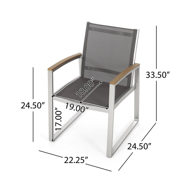English Elm Glasgow Outdoor Dining Chair Set Aluminum Mesh Mid-century Modern Patio Seating 62759.00