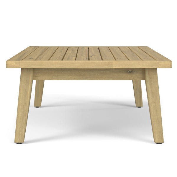 English Elm Palmetto Solid Acacia Outdoor Coffee Table in Light Teak — Handcrafted, Weather-Resistant 43.3"W B136P159371