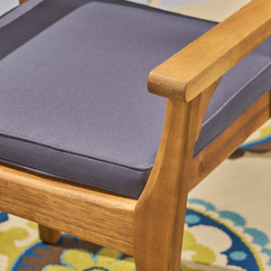 English Elm Christopher Knight Home® - EMERSON Acacia Wood Dining Chair Set of 2 with Wicker Seats, Water-Resistant Cushions, Teak Finish Grey 61723.00