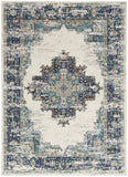 PSN03 Passion Vintage Indoor Rug - Elegant Floral Design in Ivory, Grey, and Blue for Modern Spaces