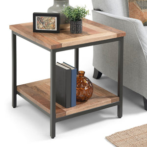 English Elm Skyler End Table - Handcrafted Solid Mango Wood With Metal Frame, Industrial Style For Versatile Use B136P159616-GIGA