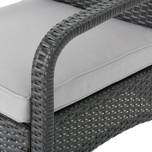 English Elm Christopher Knight Home® - CORDOBA PE Rattan 4-Pc Wicker Chat Set with Cushions, Iron Legs & Waterproof Fabric Comfort Grey 57458.00GRY