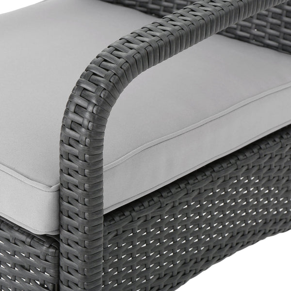 English Elm Christopher Knight Home® - CORDOBA PE Rattan 4-Pc Wicker Chat Set with Cushions, Iron Legs & Waterproof Fabric Comfort Grey 57458.00GRY