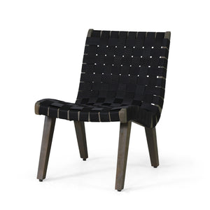 English Elm Outdoor Acacia Hardwood 3 Piece Patio Set with Woven Rope Strap Lounge Chairs 70913.00BLK