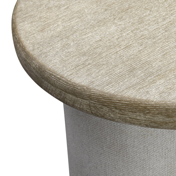 Bernhardt Bernhardt Easley Cocktail Table With Wire-Brushed Oak Top, Woven Resin Column Base On Casters — Trevin Silt Finish 563013