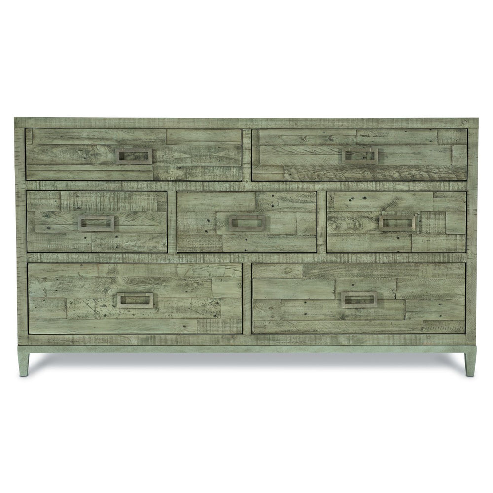 Bernhardt Bernhardt Shaw Reclaimed Pine Dresser With 7 Drawers, Morel Finish & Glazed Silver Steel Base, 64"W 398051G