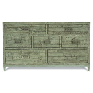 Bernhardt Bernhardt Shaw Reclaimed Pine Dresser With 7 Drawers, Morel Finish & Glazed Silver Steel Base, 64"W 398051G