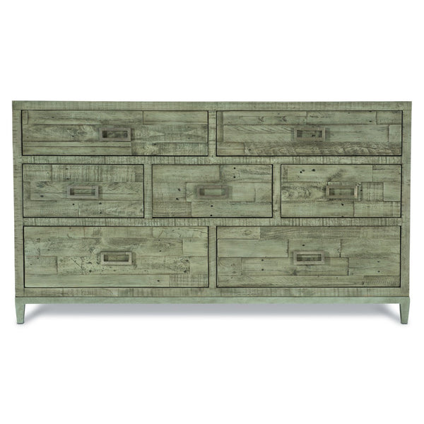 Bernhardt Bernhardt Shaw Reclaimed Pine Dresser With 7 Drawers, Morel Finish & Glazed Silver Steel Base, 64"W 398051G