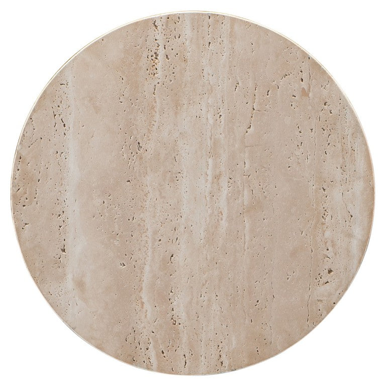 Hooker Furniture Round Martini Table With Gold Iron Legs And Travertine Top — Petite Elegant Accent For Small Spaces 5540-50001-GLD