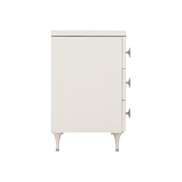 Bernhardt Bernhardt Silhouette Eggshell Nightstand With 3 Soft-Closing Drawers, Polished Stainless Accents 307234