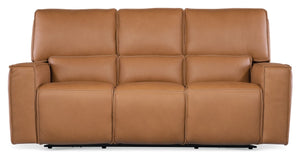Hooker Furniture Miles Zero Gravity Sofa With Power Recline And Headrests, Oslo Leather, Usb Charging, Sleek Base Brown SS727-PHZ3-084