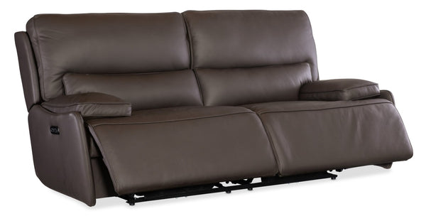 Hooker Furniture Kramer Oslo Ivory Top-Grain Leather Zero Gravity Power Recline Sofa With Usb Charging Port Brown SS719-PHZ3-089
