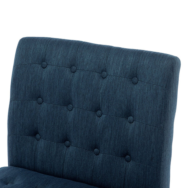 English Elm Accent Slipper Chairs Set of Two Button Tufted Plush Upholstered Living Room Pair 70752.00NBLU