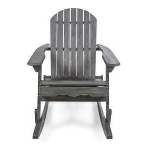 English Elm Christopher Knight Home® - MALIBU Adirondack Rocking Chair in Handcrafted Acacia Wood for Patio, Weather-Resistant Comfort & Style DARK GREY 43 L x 28 W x 14.5 H 61681.00DGRY