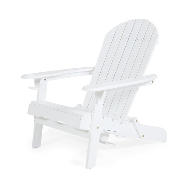 English Elm Christopher Knight Home® - BELLWOOD Adirondack Chair with Folding Design, Rustic Outdoor Wood Seat, Built-In Cup Holder Comfort White 37.75 L x 26.75 W x 8.5 H 68940.00WHI