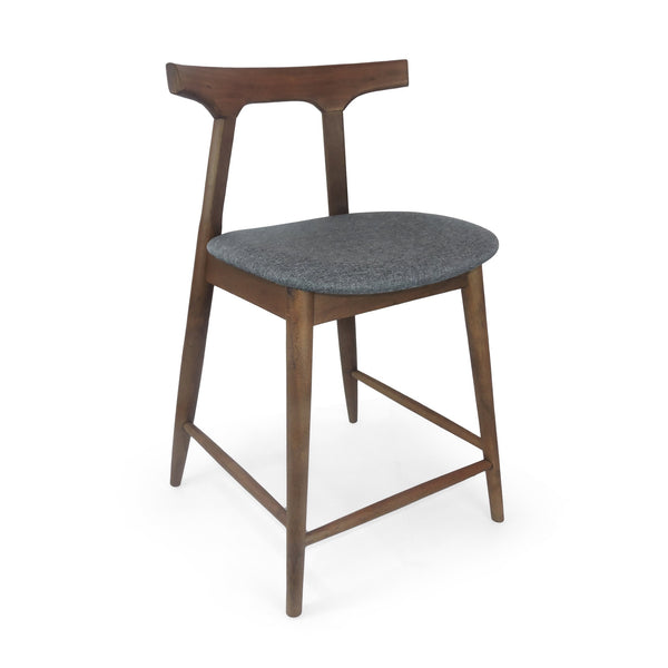 English Elm Counter Stools Set of Two Mid-century Rubberwood Frame Upholstered Kitchen Island Seating 72661.00CHAR