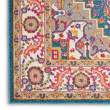 Nourison Passion PSN20 Machine Made Power-loomed Floral Border Indoor Only Bohemian  Rug Teal Multicolor, Teal Multicolor 100% Polypropylene 99446486554