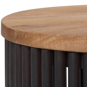 English Elm Demy Accent Table with Sustainable Mango Wood Top and Slatted Metal Base — Compact, Durable Style Black B136P158991