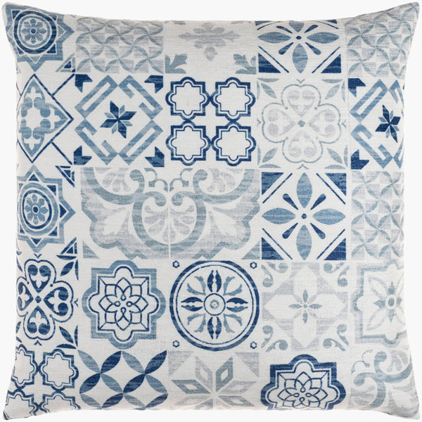 Surya Valla 18" Global Inspired Accent Pillow - Elegant, Durable Design For Eclectic Home Decor Charm Light Slate Polyester,Linen Vaa001-1818p