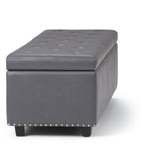 English Elm Hamilton - Versatile Stone Grey Storage Ottoman With Tufted Detailing For Stylish Home Organization B136P158173