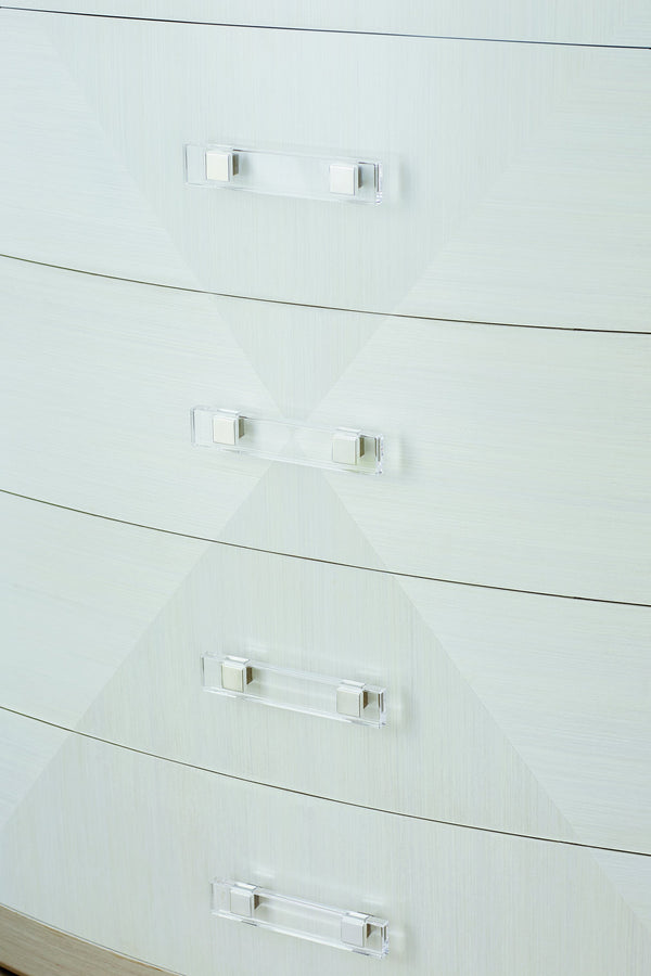 Bernhardt Bernhardt Axiom Tall Chest With Five Drawers, Acrylic-Metal Hardware, Linear White & Gray Finish 381119