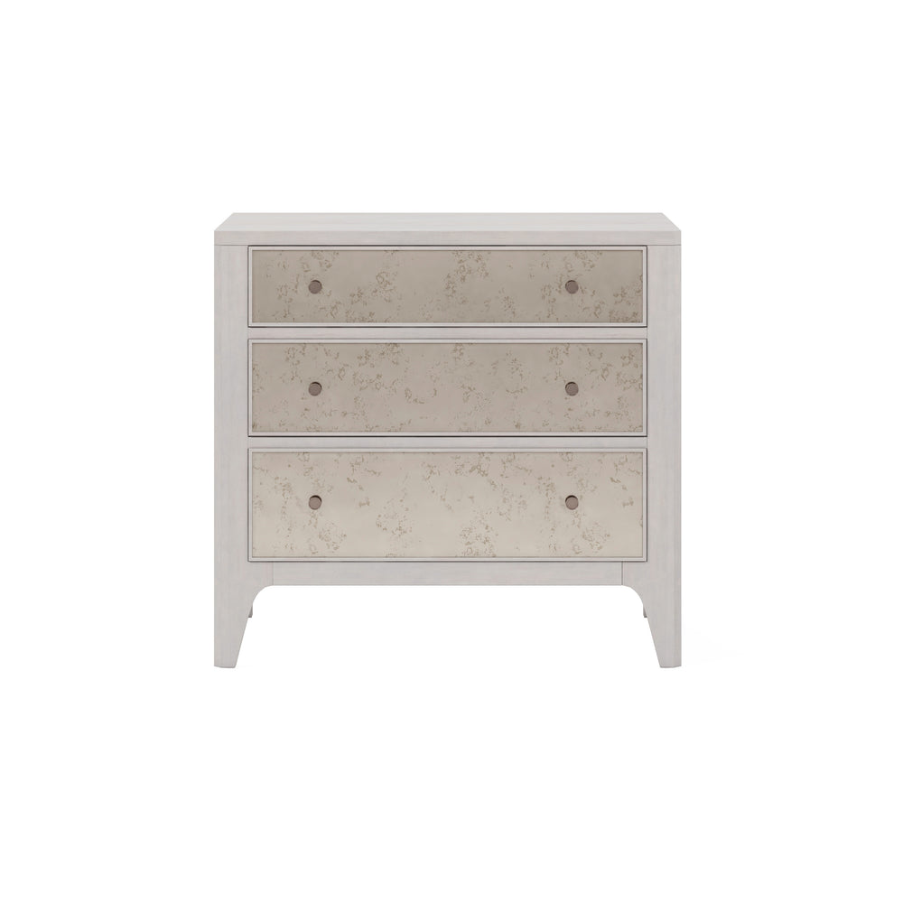 A.R.T. Furniture Mezzanine Mirrored Nightstand In Dove Gray - Stylish Storage, Usb Ports, And Antique Finish For Modern Rooms Light Gray Parawood And Poplar Solids,Maple Veneer,Mirror 325140-2249