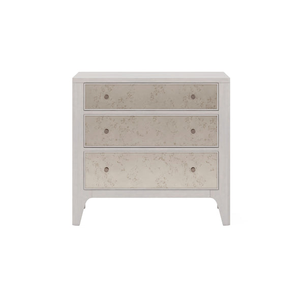 A.R.T. Furniture Mezzanine Mirrored Nightstand In Dove Gray - Stylish Storage, Usb Ports, And Antique Finish For Modern Rooms Light Gray Parawood And Poplar Solids,Maple Veneer,Mirror 325140-2249