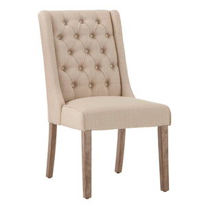 Homelegance By Top-Line Griffin Tufted Linen Upholstered Side Chairs (Set of 2) Beige Rubberwood