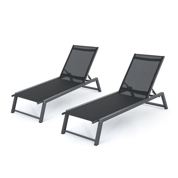 English Elm Christopher Knight Home® - Myers Chaise Lounge Set - Stylish, Adjustable, Weather-Resistant Loungers For Outdoor Relaxation 61407.00BBLKMP2
