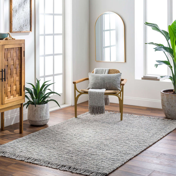 Surya Valeria 2' X 3' Handmade Rug – Luxurious Fringe Design, Soft Polyester-wool Blend, Modern Style Decor Light Slate Wool,Viscose,Polyester Vae2301-23