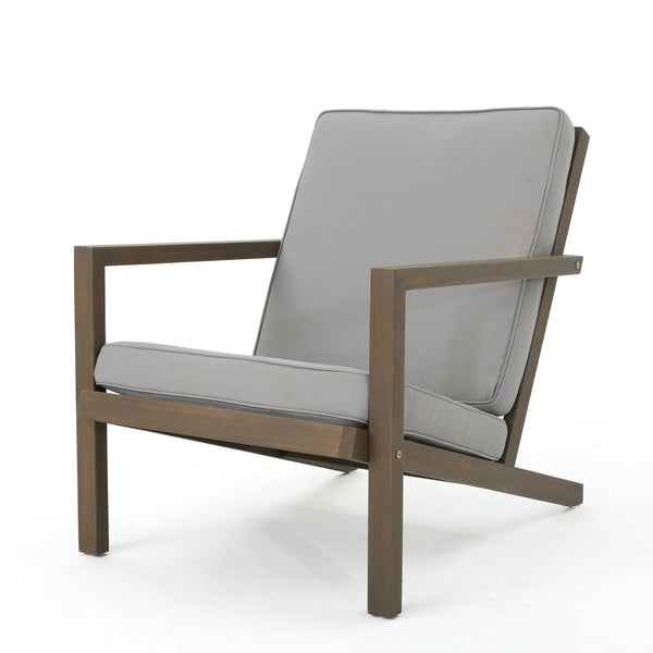 English Elm Christopher Knight Home® - LEAH Acacia 3-Piece Outdoor Chat Set with Water-Resistant Cushions and Slat Paneled Tabletop Beige 40 L x 25.75 W x 18.75 H 60915.00GRY